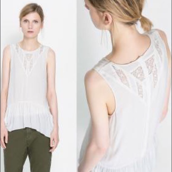 SALE!!ZARA LACE INSET BLOUSE💕 - Picture 4 of 12